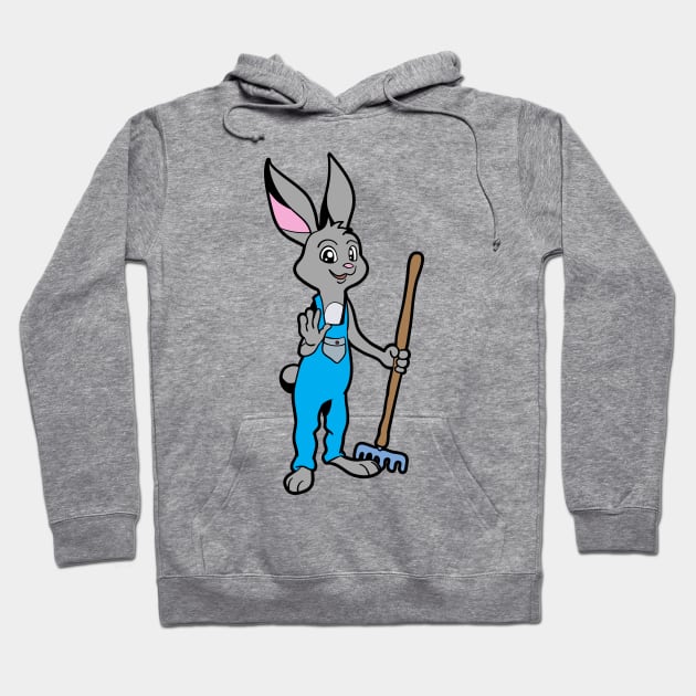 Happy in the garden - gardener bunny Hoodie by Modern Medieval Design